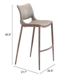English Elm EE2648 100% Polyurethane, Plywood, Steel Modern Commercial Grade Bar Chair Set - Set of 2 Gray, Walnut 100% Polyurethane, Plywood, Steel