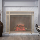 Cabarrus Modern Single Panel Iron Firescreen, Gold Finish Noble House