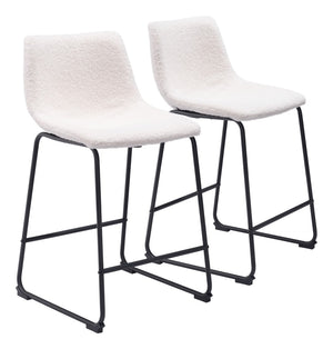 Zuo Modern Smart 100% Polyester, Plywood, Steel Transitional Commercial Grade Counter Stool Set - Set of 2 Ivory, Black 100% Polyester, Plywood, Steel