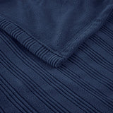 Ribbed Micro Fleece Casual 100% Polyester Tri-rib Fleece Heated Blanket Navy King: 100x90"