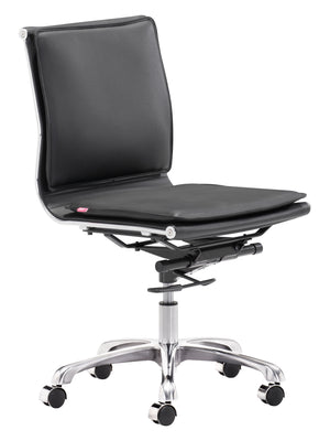 Zuo Modern Lider 100% Polyurethane, Steel, Aluminum Alloy Modern Commercial Grade Armless Office Chair Black, Silver 100% Polyurethane, Steel, Aluminum Alloy