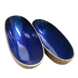 Sagebrook Home Glam Set of 2 -  Aluminum 22/24" Oval Bowl, Blue 15235-02 Gold Metal