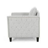 Clostermen Traditional Fabric Club Chair, Light Gray Noble House