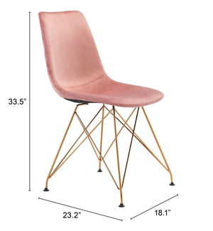 Zuo Modern Parker 100% Polyester, Plywood, Steel Modern Commercial Grade Dining Chair Set - Set of 4 Pink, Gold 100% Polyester, Plywood, Steel