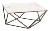 Zuo Modern Tintern Composite Stone, Steel Modern Commercial Grade Coffee Table White, Antique Brass Composite Stone, Steel