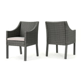 Christopher Knight Home® Antibes Outdoor Grey Wicker Dining Chairs with Silver Water Resistant Cushions