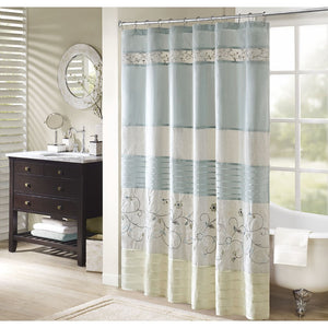 Madison Park Serene Transitional 100% Polyester Embroidered Shower Curtain MP70-4862