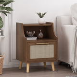 Boyes Contemporary End Table with Hutch, Walnut, Natural, and Antique Gold Noble House