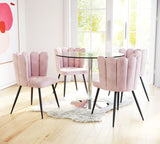 English Elm EE2688 100% Polyester, Plywood, Steel Modern Commercial Grade Dining Chair Set - Set of 2 Pink, Black 100% Polyester, Plywood, Steel