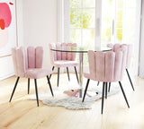 Zuo Modern Adele 100% Polyester, Plywood, Steel Modern Commercial Grade Dining Chair Set - Set of 2 Pink, Black 100% Polyester, Plywood, Steel