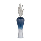 Sagebrook Home Contemporary Glass, 43"h Vase W/ Aluminum Top, Blue/wht Ombre 16770-06 Blue/white Glass