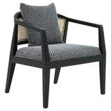 Sagebrook Home Contemporary Wood, Woven Back Accent Chair, Textured Black 16897 Black Wood