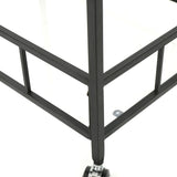 Noble House Ambrose Indoor Industrial Black Iron Bar Cart with Tempered Glass Shelves