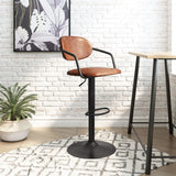 Zuo Modern Kirby 100% Polyurethane, Plywood, Steel Modern Commercial Grade Barstool Vintage Brown, Black 100% Polyurethane, Plywood, Steel