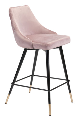 Zuo Modern Piccolo 100% Polyester, Plywood, Steel Modern Commercial Grade Counter Stool Pink, Black, Gold 100% Polyester, Plywood, Steel