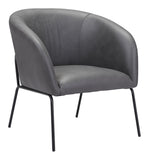 Zuo Modern Quinten 100% Polyester, Plywood, Steel Modern Commercial Grade Accent Chair Vintage Gray, Black 100% Polyester, Plywood, Steel