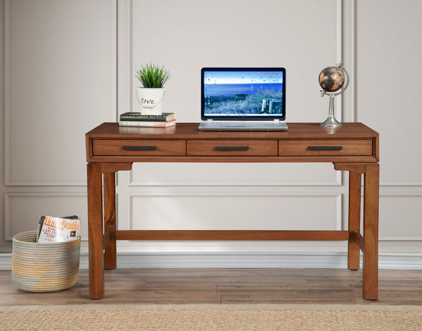 Nova Large Desk in Honey Maple - Elegant Mahogany Design with Dovetail Drawers & Smooth Glides