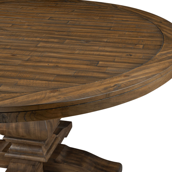 Alpine Furniture "Kensington Round Solid Pine Dining Table, Walnut" 2668WAL-25 Walnut Solid Pine and Plywood 60 x 60 x 30.5