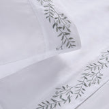 Madison Park Embroidered Microfiber Casual 4 PC Sheet Set Green Vine Leaves King MP20-8175