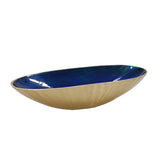 Sagebrook Home Glam Set of 2 -  Aluminum 22/24" Oval Bowl, Blue 15235-02 Gold Metal