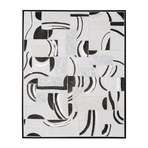 Sagebrook Home Contemporary 40x32 100% Hand Painted Abstract - Framed, Black/w 70091 Black/white Polyester Canvas