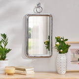 Zoar Modern Handcrafted Rectangular Aluminum Wall Mirror, Silver Noble House