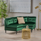 Noble House Jazmine Glam Velvet Modular 2 Seater Sectional, Emerald