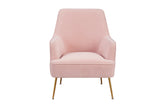 Alpine Furniture Rebecca Leisure Chair, Pink 9010-1-PNK Pink with Gold Legs Velour Fabric with Rubberwood Solid Frame 28 x 28 x 35