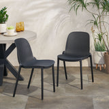 Ivy Outdoor Modern Stacking Dining Chair, Black Noble House