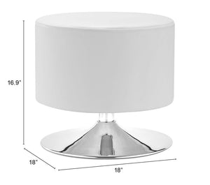 Zuo Modern Plump 100% Polyurethane, Plywood, Steel Modern Commercial Grade Ottoman White, Chrome 100% Polyurethane, Plywood, Steel