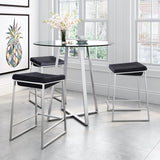 English Elm EE2949 100% Polyester, Stainless Steel Modern Commercial Grade Counter Stool Set - Set of 2 Dark Gray, Silver 100% Polyester, Stainless Steel