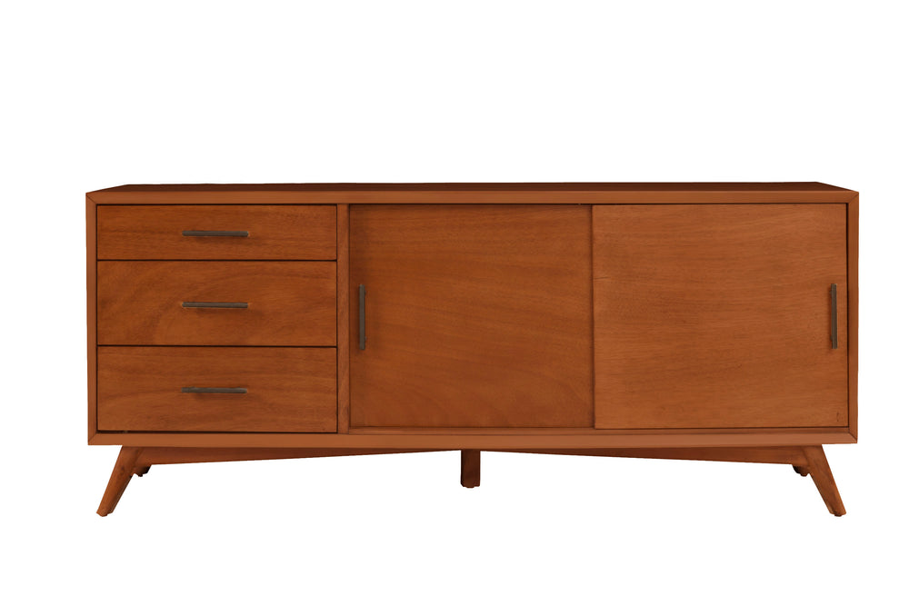 Alpine Furniture Flynn Large TV Console, Acorn 966-10 Acorn Mahogany Solids & Okoume Veneer 64 x 19 x 27
