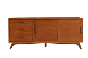 Alpine Furniture Flynn Large TV Console, Acorn 966-10 Acorn Mahogany Solids & Okoume Veneer 64 x 19 x 27