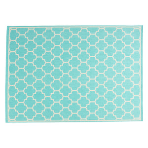 Noble House Ifran 5'3" x 7' Outdoor Area Rug, Teal and Ivory