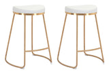 Zuo Modern Bree 100% Polyurethane, Plywood, Stainless Steel Modern Commercial Grade Counter Stool Set - Set of 2 White, Gold 100% Polyurethane, Plywood, Stainless Steel