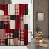 Sunset Lodge/Cabin 100% Cotton Printed Pieced Lined Shower Curtain