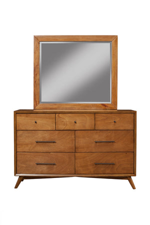 Alpine Furniture Flynn Mid Century Modern Mirror, Acorn 966-06 Acorn Mahogany Solids & Okoume Veneer 42 x 1 x 37