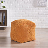 Moloney Modern Microfiber Chenille Cube Pouf, Yellow Noble House