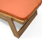 Maki Outdoor Acacia Wood Chaise Lounge and Cushion Sets, Teak and Rust Orange Noble House