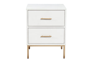 Alpine Furniture Madelyn Two Drawer Nightstand 2010-02 White Mahogany Solids & Veneer 20 x 15 x 26