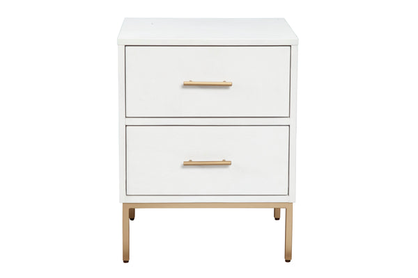 Alpine Furniture Madelyn Two Drawer Nightstand 2010-02 White Mahogany Solids & Veneer 20 x 15 x 26