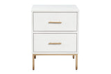 Alpine Furniture Madelyn Two Drawer Nightstand 2010-02 White Mahogany Solids & Veneer 20 x 15 x 26