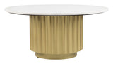 English Elm EE2783 Marble, MDF, Iron Modern Commercial Grade Coffee Table White, Gold Marble, MDF, Iron