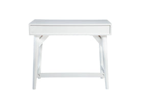 Larsen Mini Desk in White & Natural - Stylish Mahogany with Gold Hardware & Felt-Lined Drawers