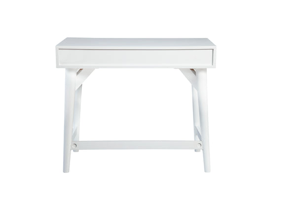Larsen Large Desk in White/Natural - Elegant Mahogany with Gold Hardware & Felt Lined Drawers