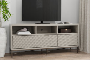 Milo TV Console in Taupe - Modern Design with Textured Drawers, Mahogany Finish & Ample Storage Space
