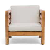 Oana Outdoor Acacia Wood Club Chair with Cushion