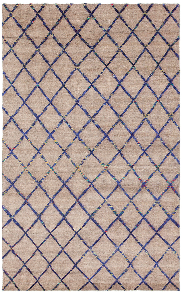 Chandra Rugs Aarushi 70% Wool + 30% Polyester Hand Knotted Contemporary Rug Beige/Blue 7'9 x 10'6
