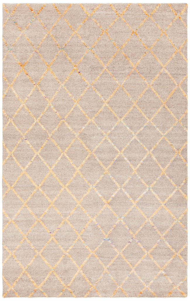 Chandra Rugs Aarushi 70% Wool + 30% Polyester Hand Knotted Contemporary Rug Beige/Gold 7'9 x 10'6