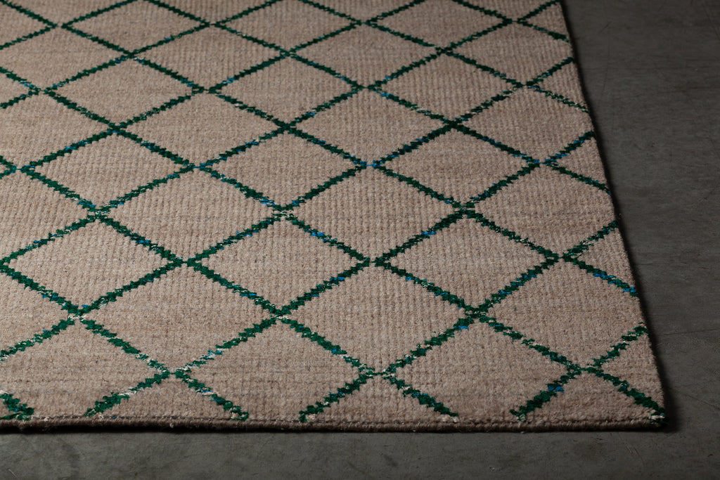Chandra Rugs Aarushi 70% Wool + 30% Polyester Hand Knotted Contemporary Rug Beige/Green 7'9 x 10'6